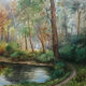 Painting "Pond in the undergrowth" HSP signed, early twentieth century with frame