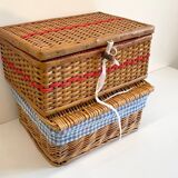 2 chanel boxes in vintage rattan