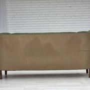 1950s, Danish 3-seater sofa, green/beige furniture wool fabric, oak wood.