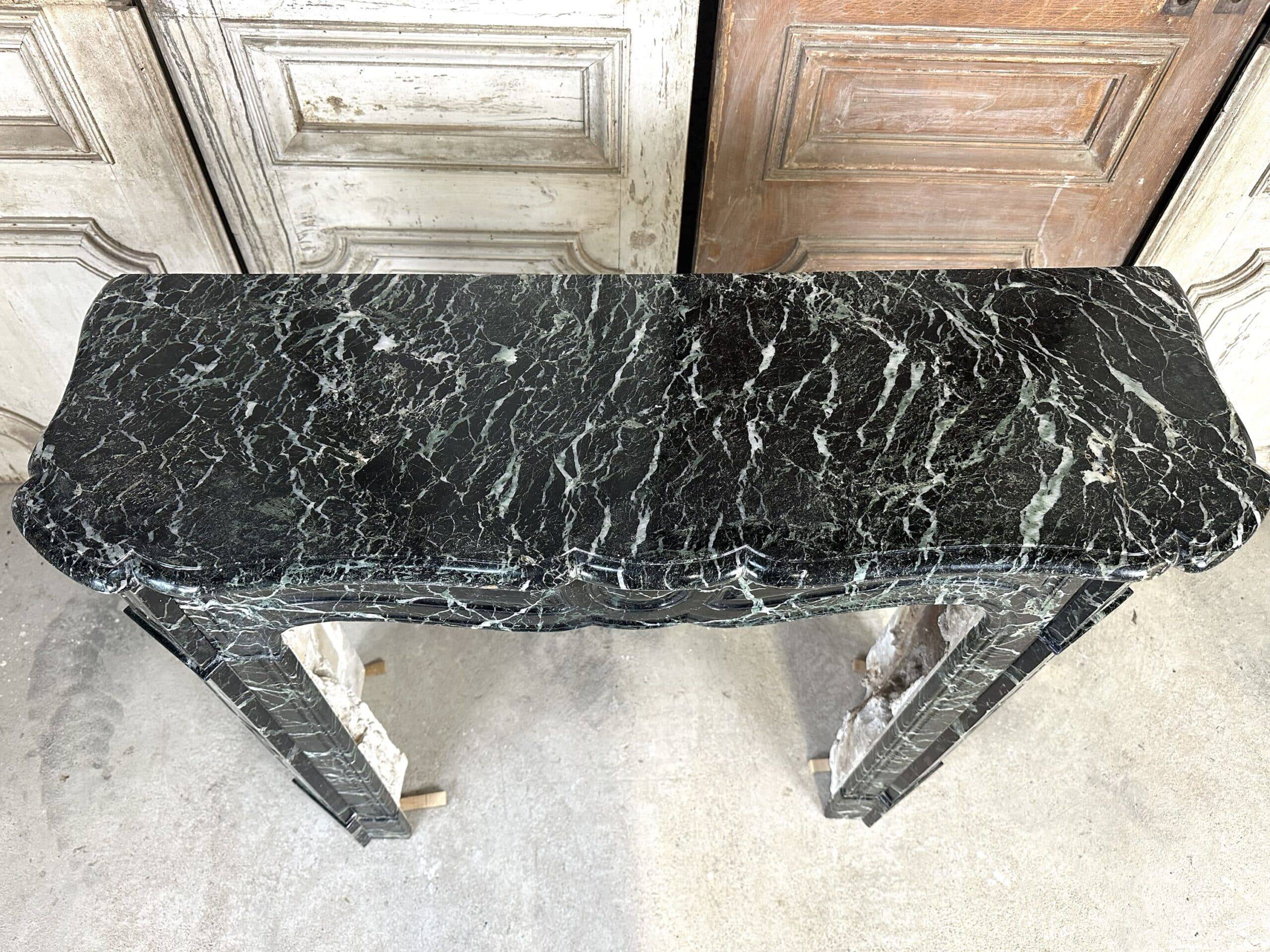 Louis XV style fireplace in green marble, 1900s