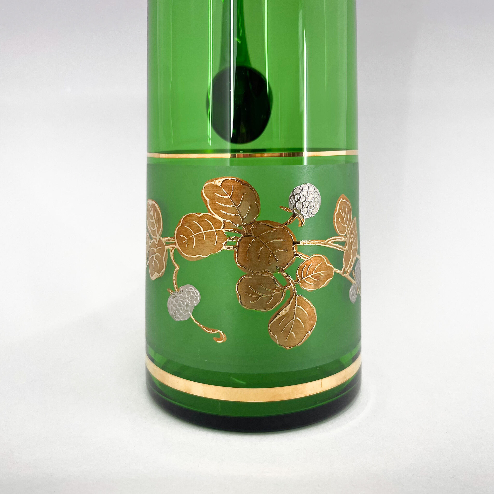 Cruche en verre vintage avec décor doré, tchécoslovaquie