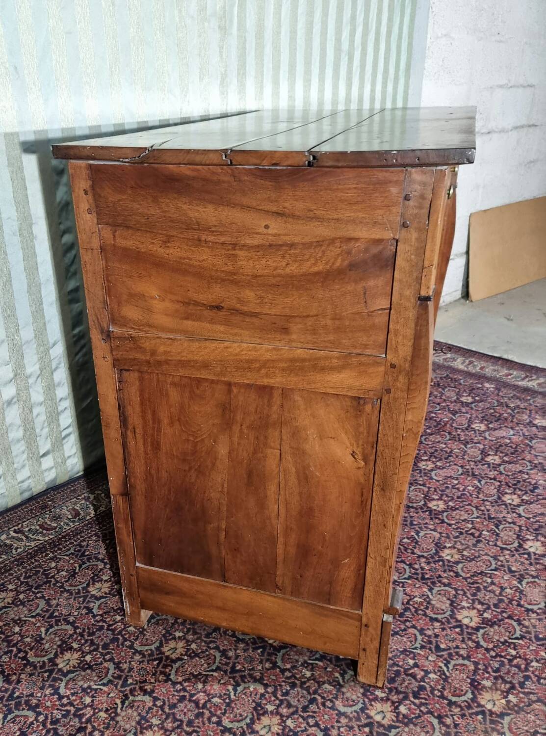 Low walnut sideboard with cross, Restoration period, 19th century