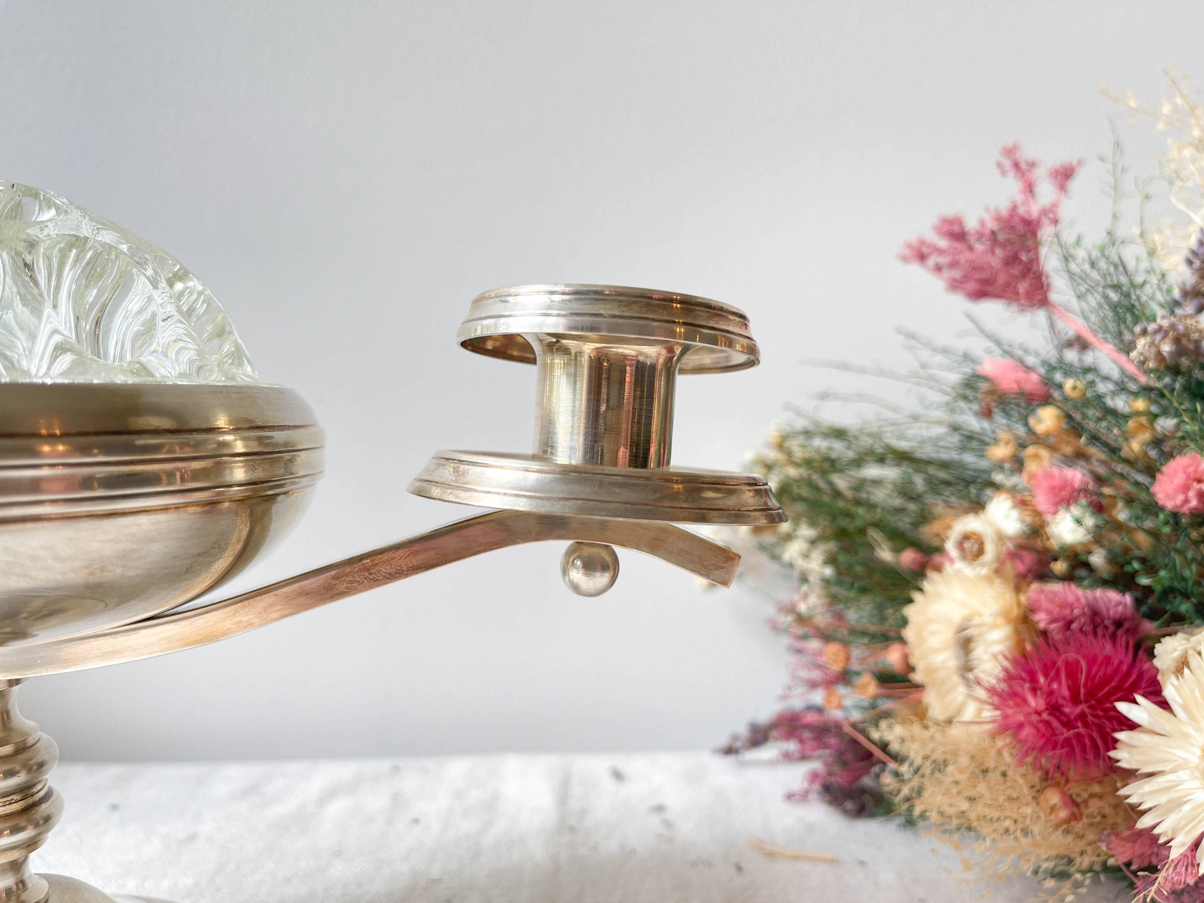 Candlestick spikes flowers silver metal goldsmith from France