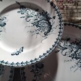 Ste Amandinoise Louis XV iron earth blue green dinner plates