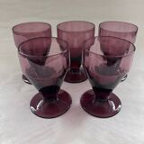 Set of 5 aubergine glasses