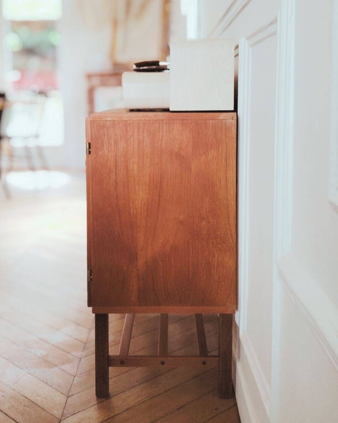 Worker/ Renovated vintage Scandinavian bedside table, 1950s-60s