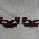 Pair of ceramic candlesticks "vintage"