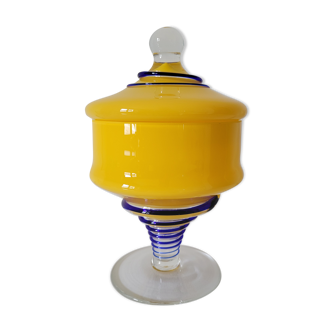 Yellow glass candy pot