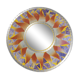 Handmade mosaic sun mirror