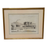 Antique engraving, Castle Square, Naples, Italy.
