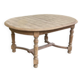 Table de ferme ronde ovale extensible rénovée en bois brut 210cm
