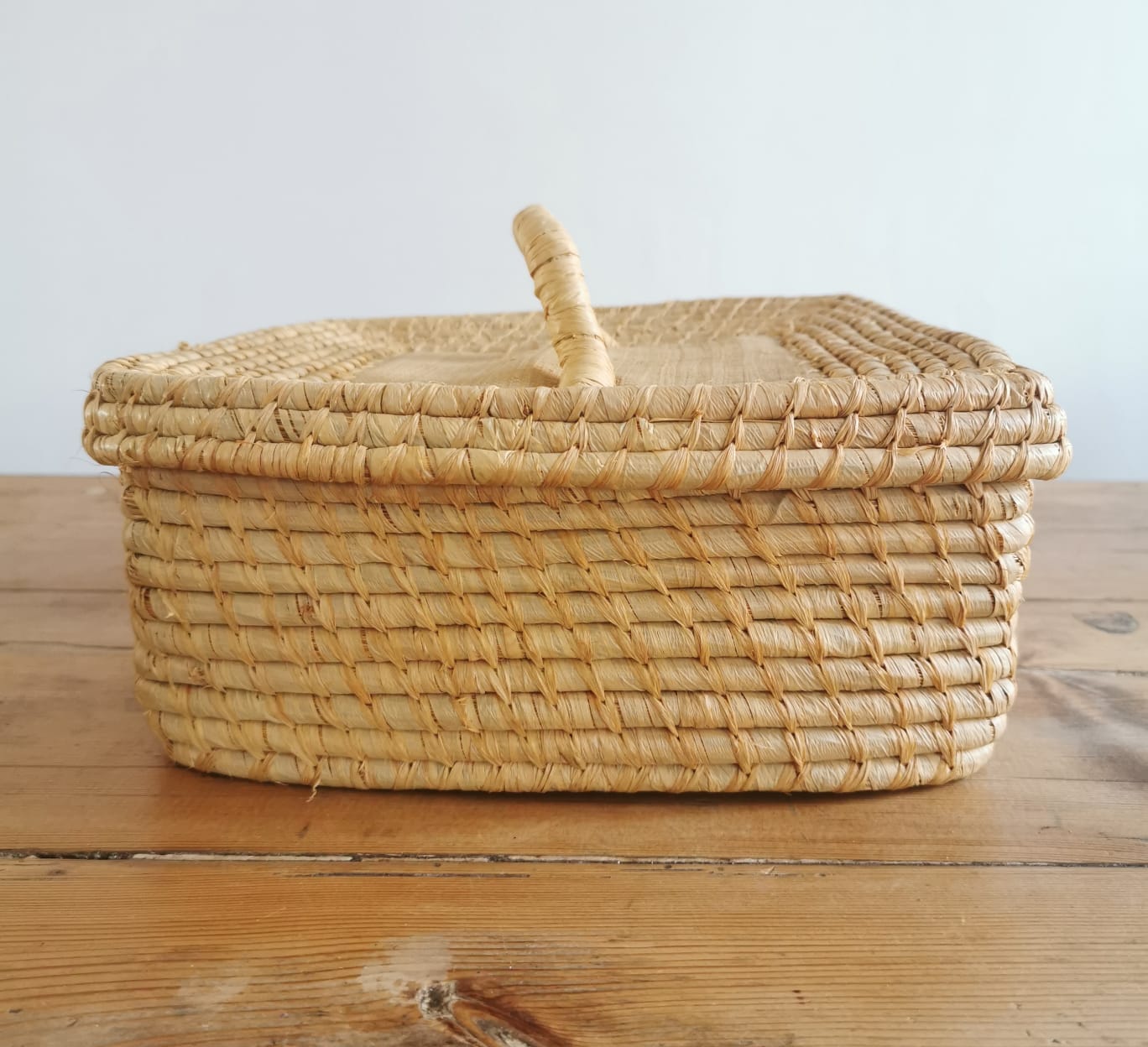 Vintage wicker suitcase