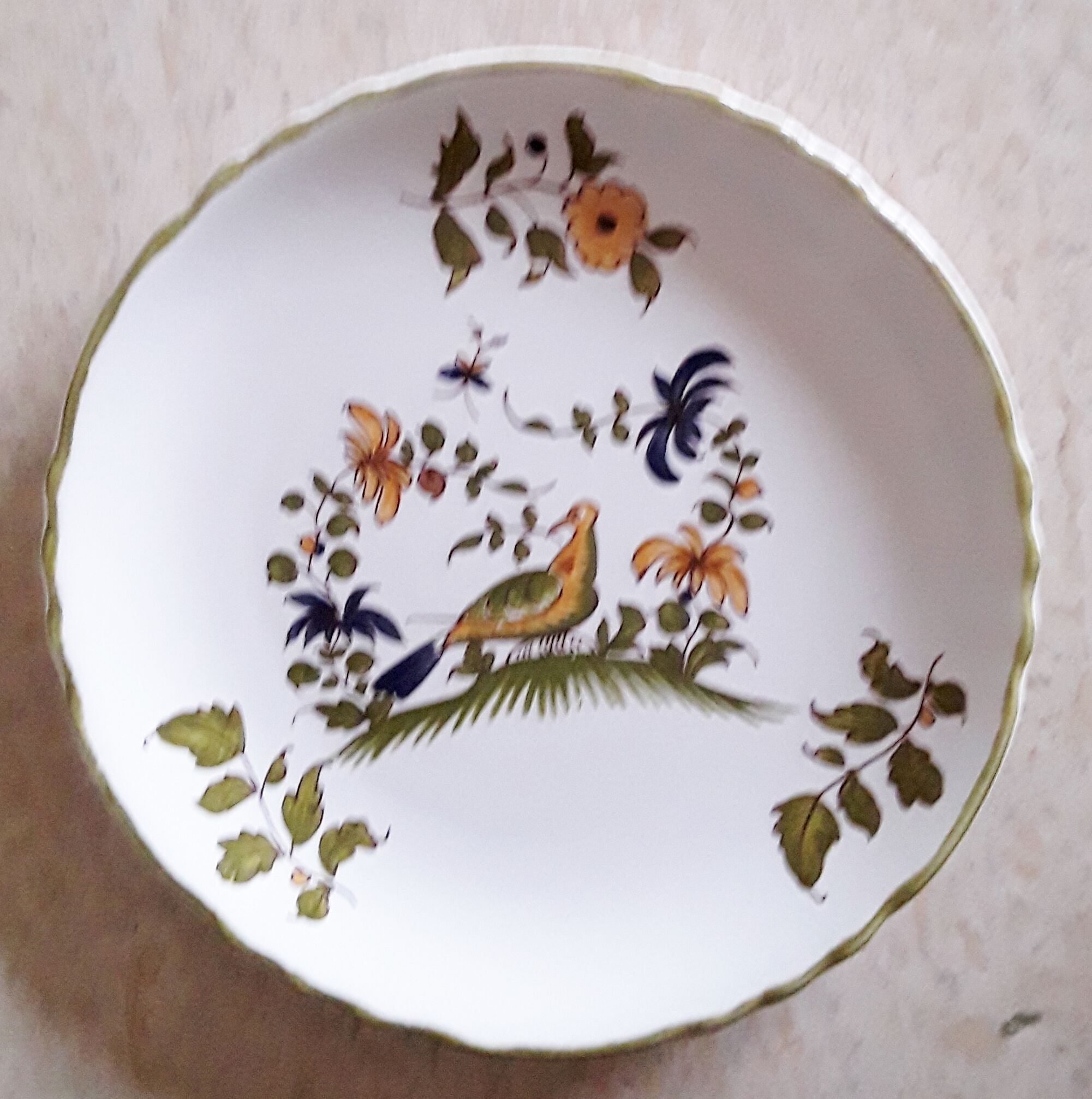 Lot of three small dessert plates decorated "Moustiers"