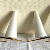 Paire d’appliques opaline & laiton