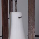 VINTAGE 1950S WOOD AND GLASS CHANDELIER DESIGNED BY ICO PARISI