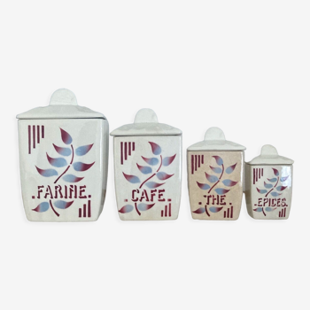 4 art deco ceramic spice jars
