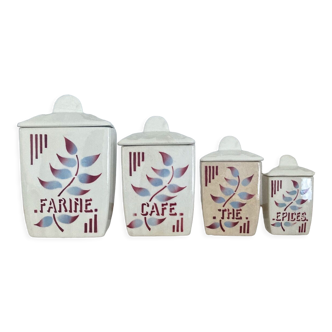 4 art deco ceramic spice jars