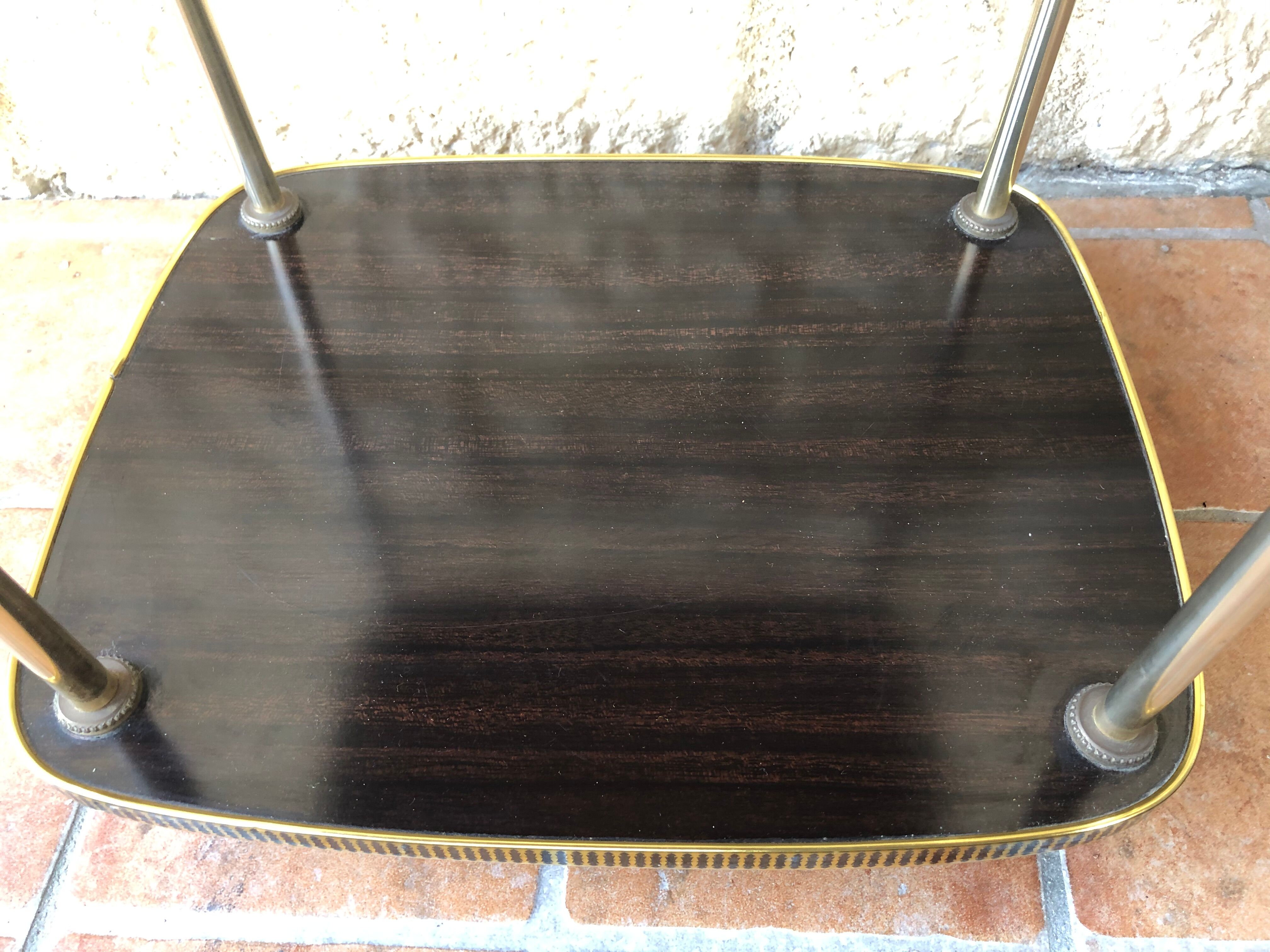 Side table has three shelves Formica and brass 60s/70s