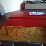 Red glass trundle coffee table by Jean Nouvel edited by Zeritalia