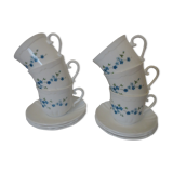 6 cups and saucers Arcopal Myosotis