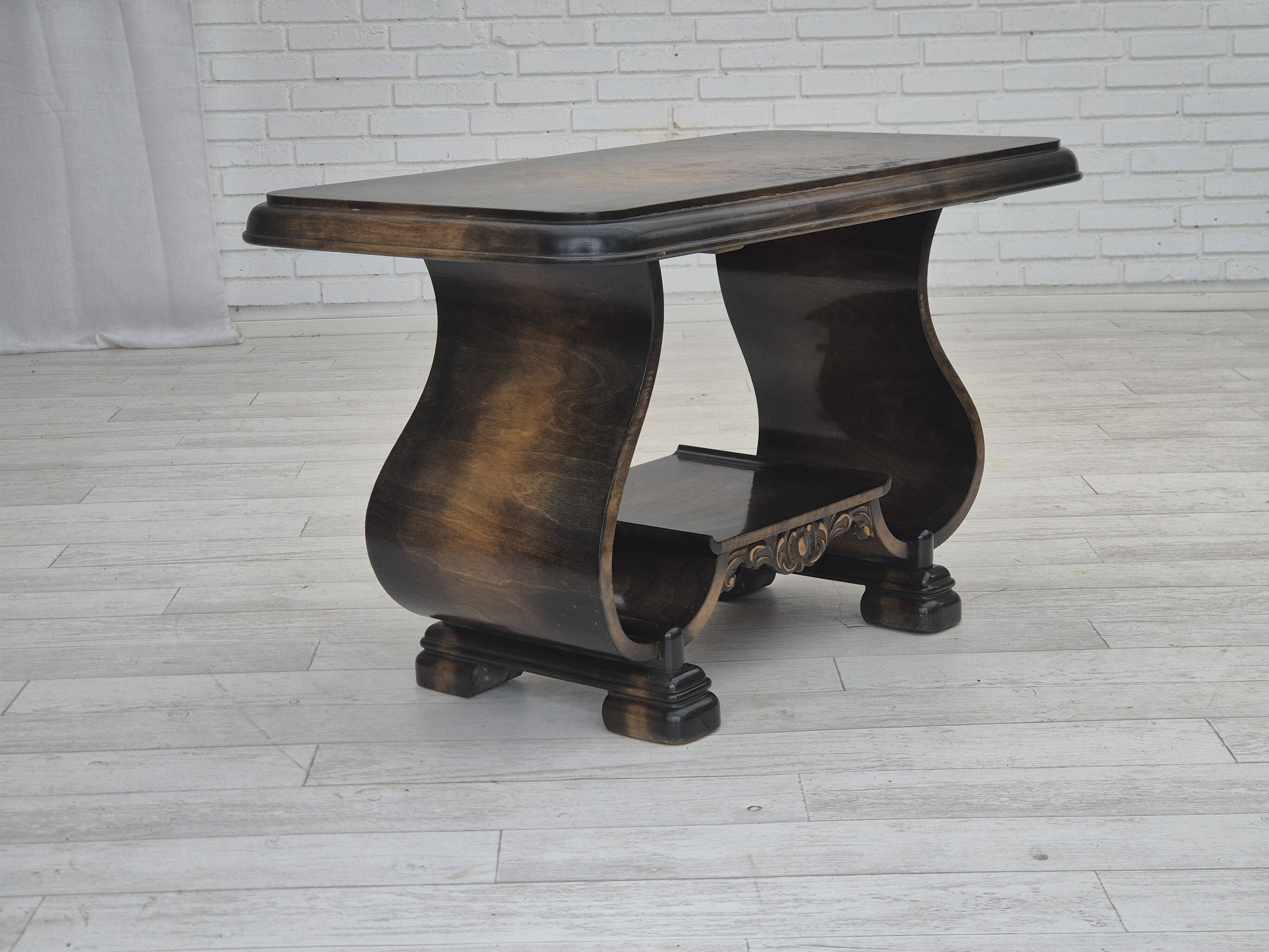 1950s, Danish artdeco coffee table with shelf, ash wood.