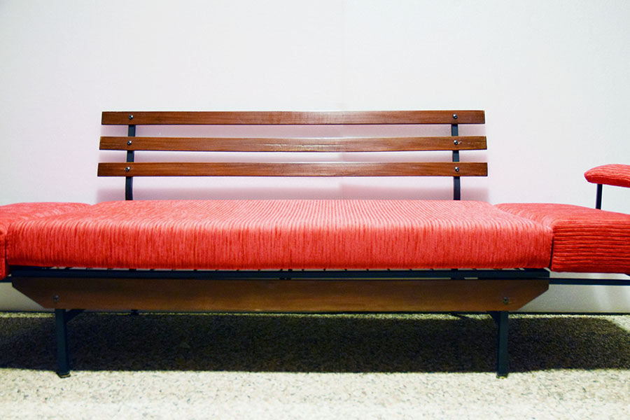 Mid-century Italian sofa bed in corduroy fabric