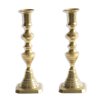 Pair of brass candlesticks