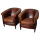 Vintage Dutch cognac coloured leather club chair, set of 2
