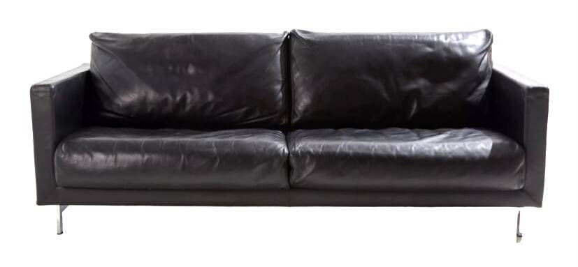 2-seater black leather sofa