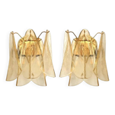 Amber Rondini Murano Glass Gold Wall Sconces by Simoeng, Set of 2