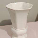 Hexagonal earthenware vase from Moustiers signed