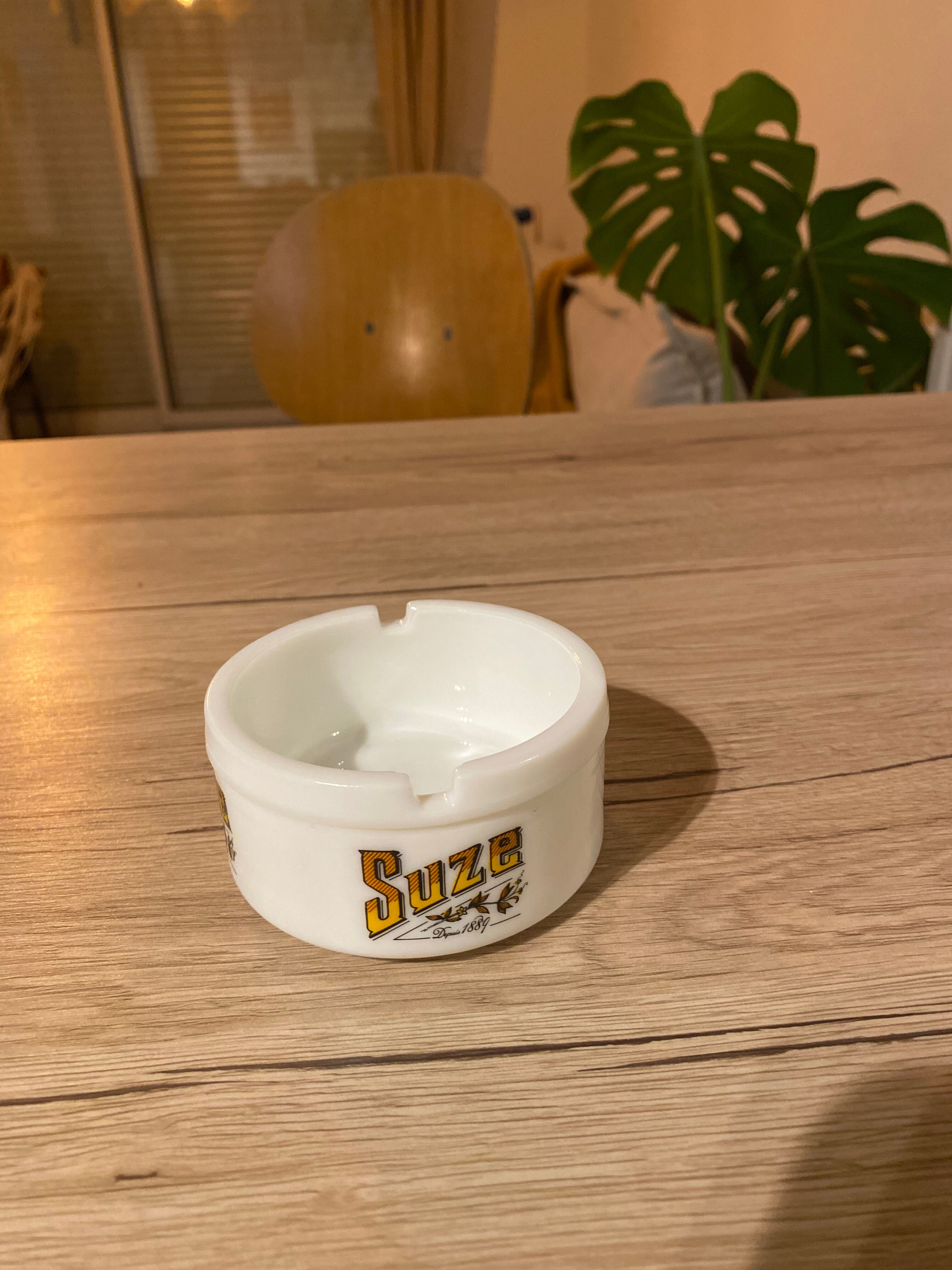 Vintage white Suze ashtray