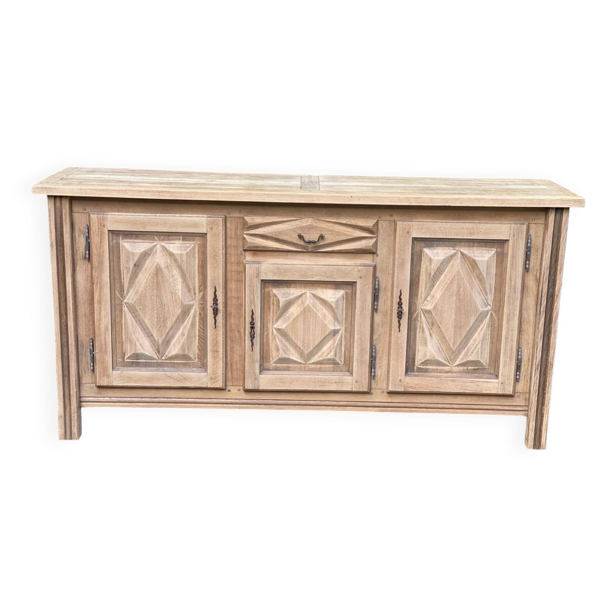 Brutalist art deco diamond-point sideboard 200cm