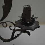 Pair of grey patinated iron wall lamps