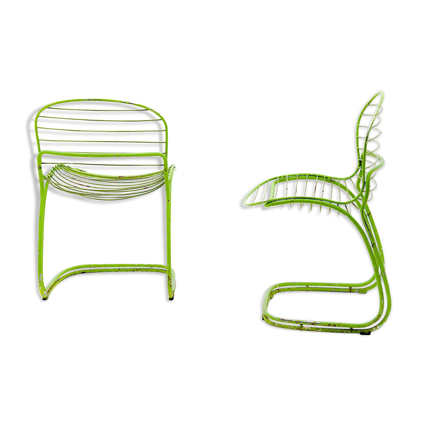 Chairs by Gastone Rinaldi in chromed green painted metal 1960