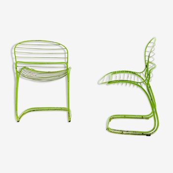 Chaises par Gastone Rinaldi en vert chromé peint métal 1960