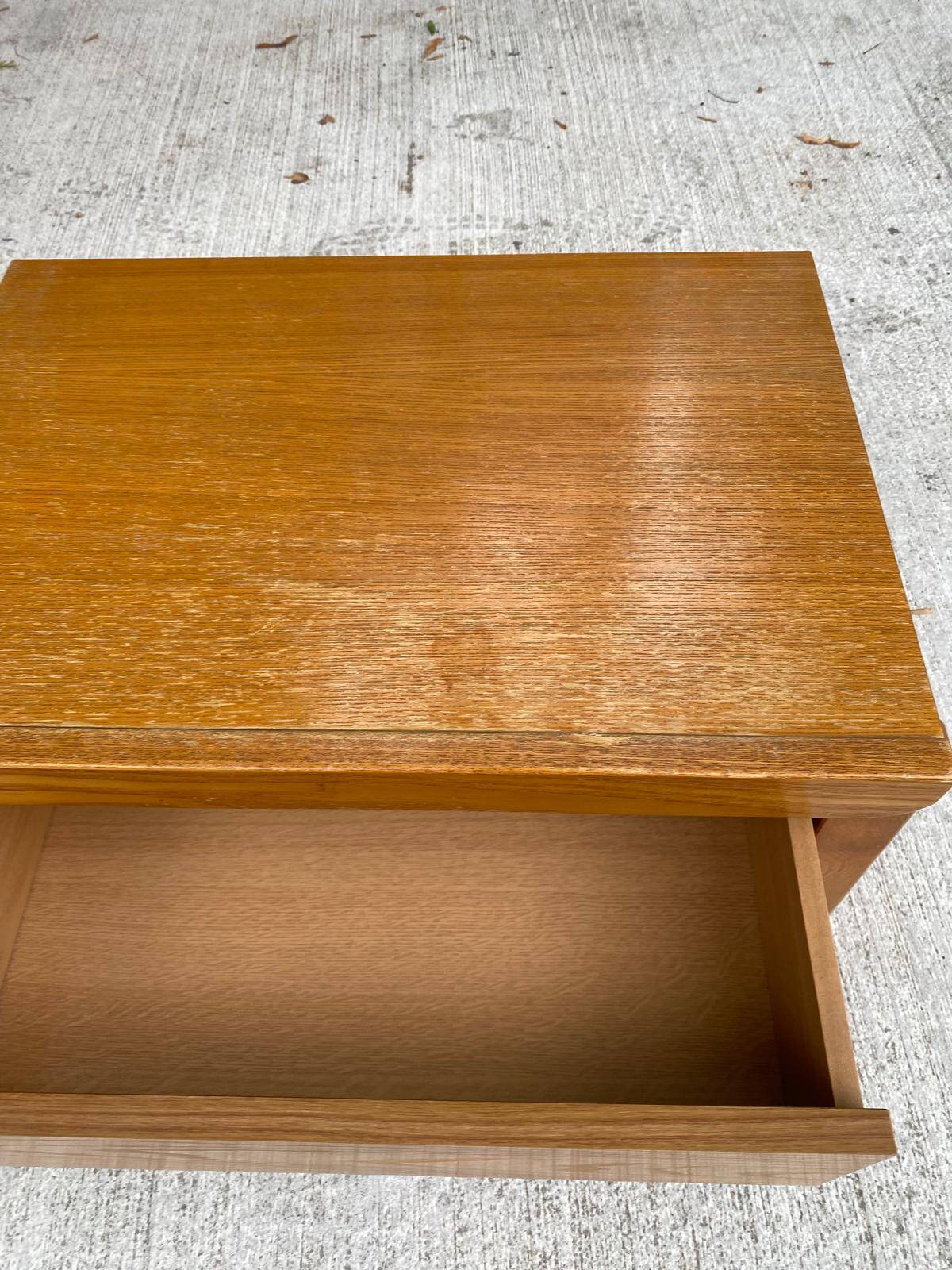 2 vintage 70s Scandinavian style bedside tables in honey oak.