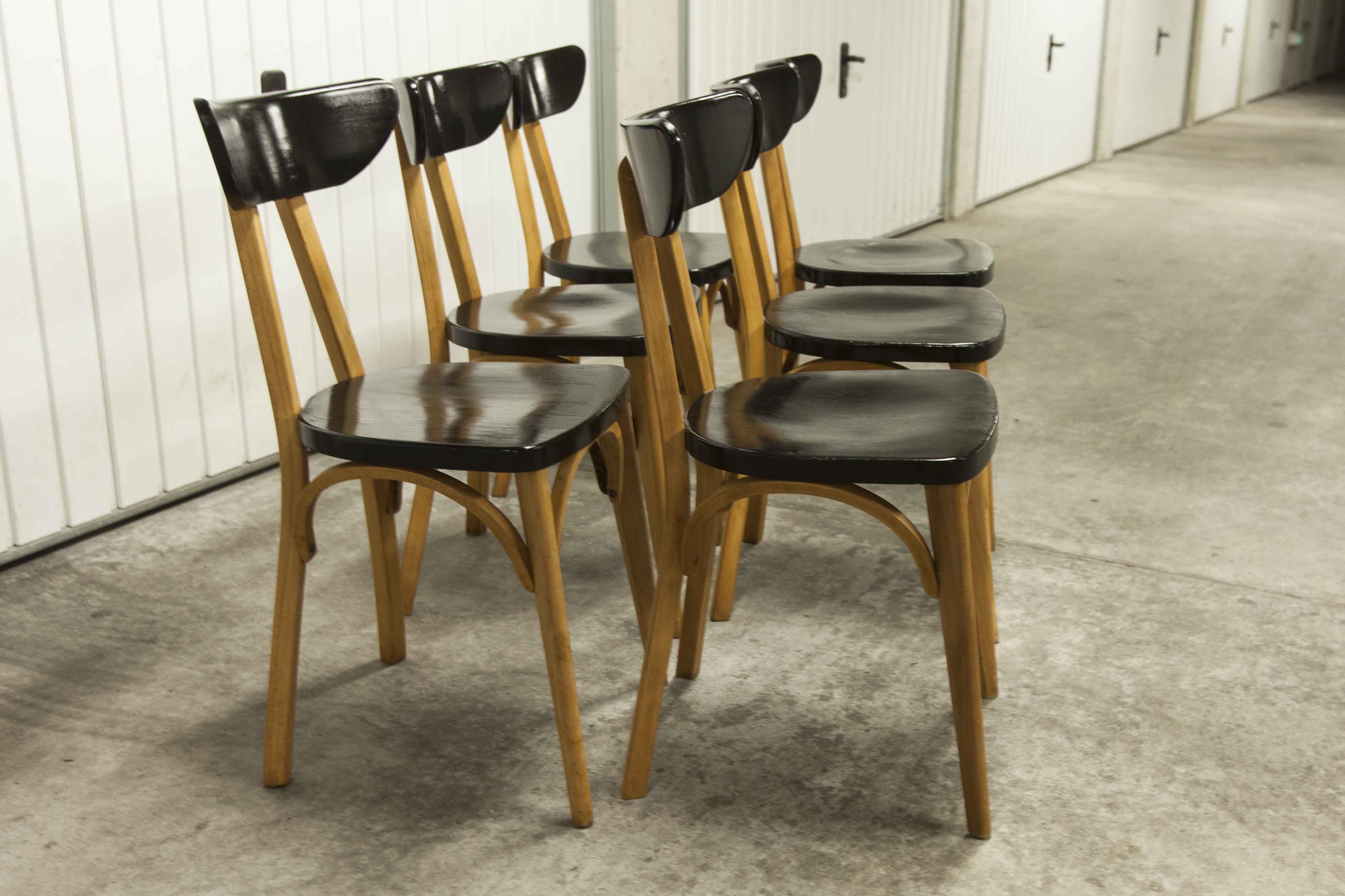Set of 6 restored Luterma "banana" chairs