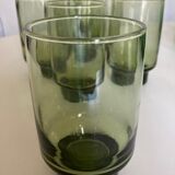 Set de 8 verres gobelets 1960 en verre vert