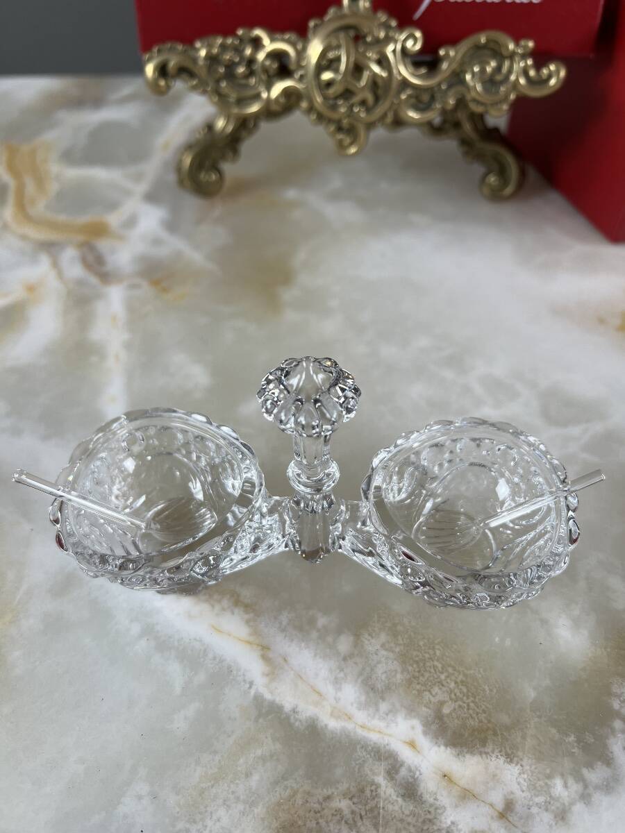 Double crystal salt cellar by Baccarat, model with cut decoration, 20th century.