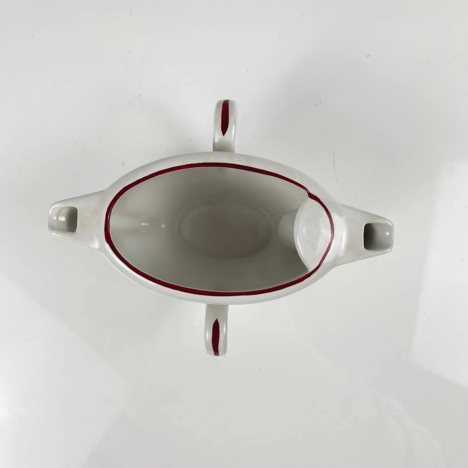 Rare double spouted sauceboat model Réverbère by KG Lunéville