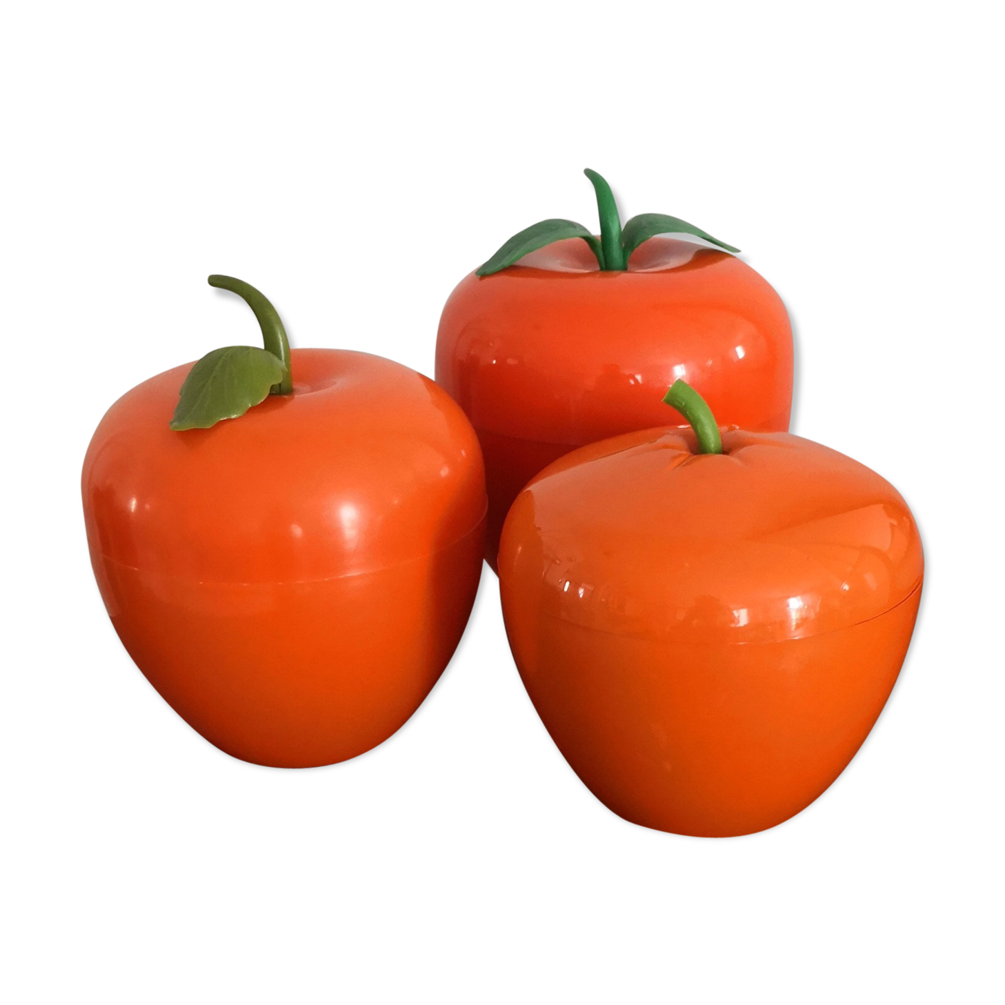 3 ice buckets orange apples 70s