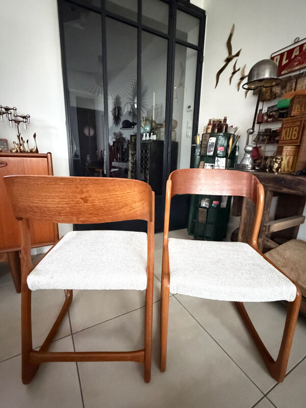 Ancienne paire de chaises Baumann traîneau vintage
