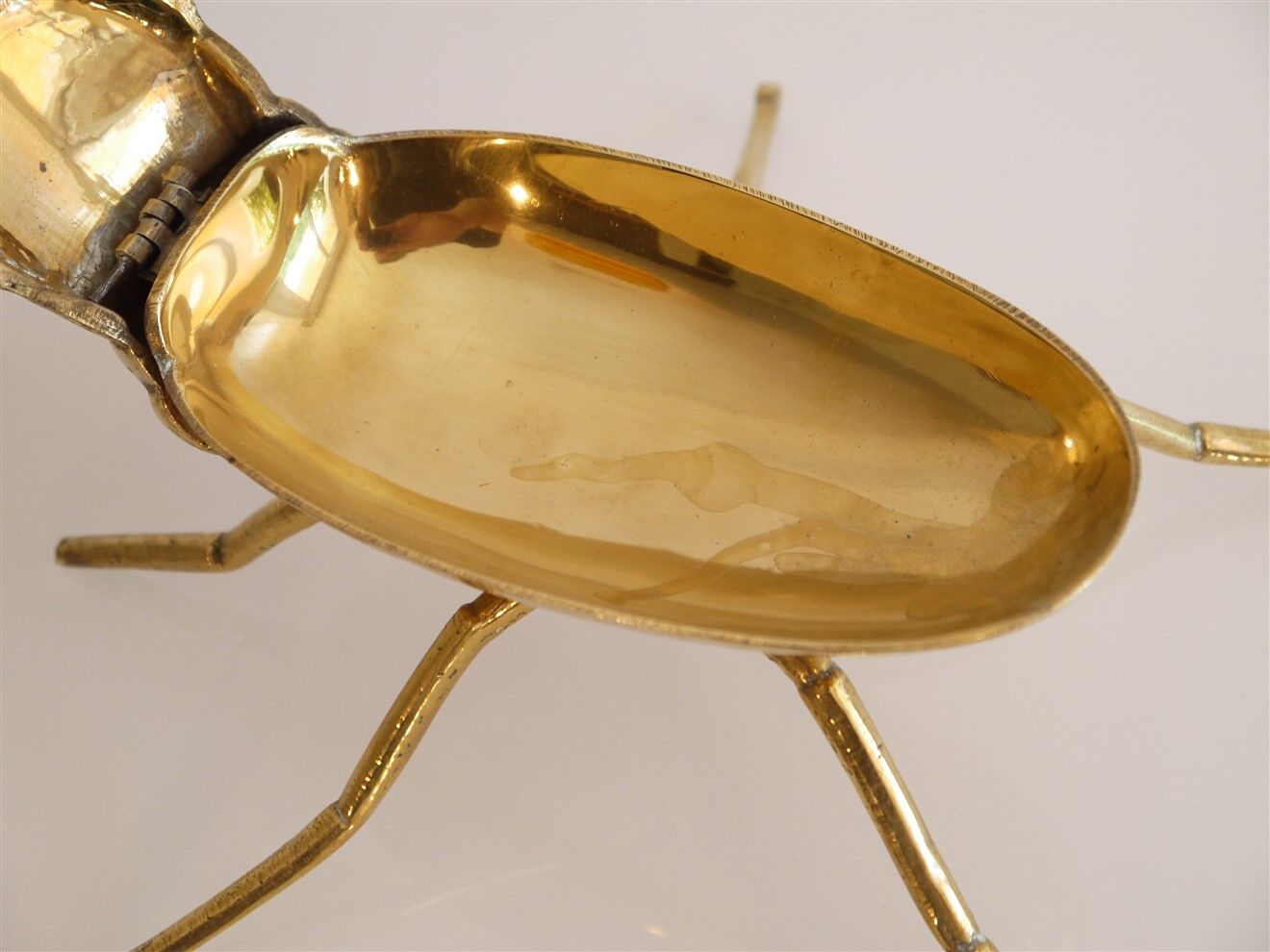 Empty vintage pocket in the shape of a brass insect