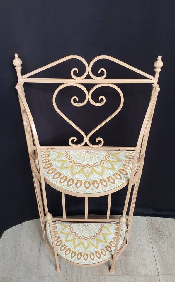 Wrought iron and ceramic half-moon shelf