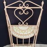 Wrought iron and ceramic half-moon shelf