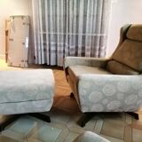 Set of 4 armchairs and pouf