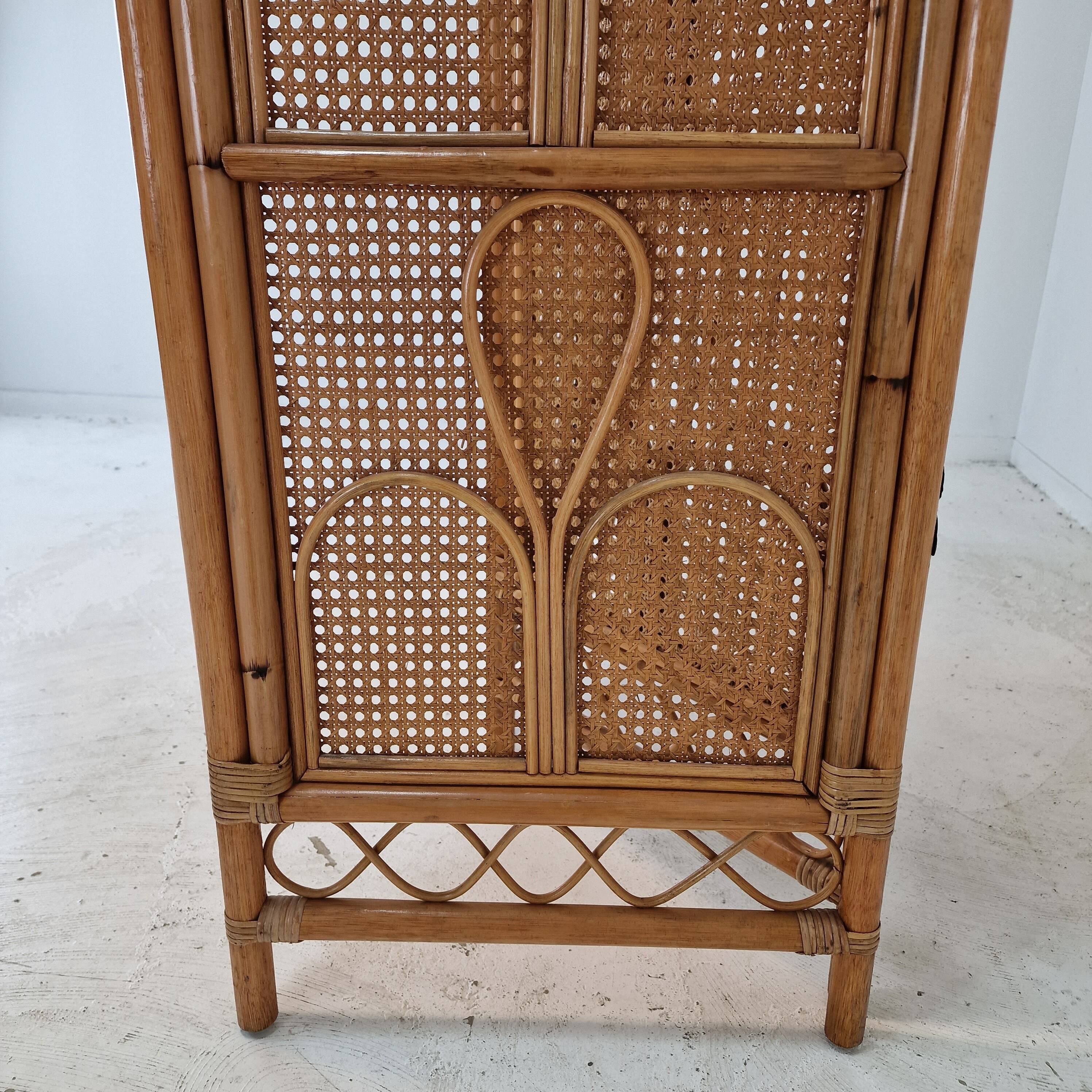 Italian Room Divider in Rattan and Wicker, 1960s