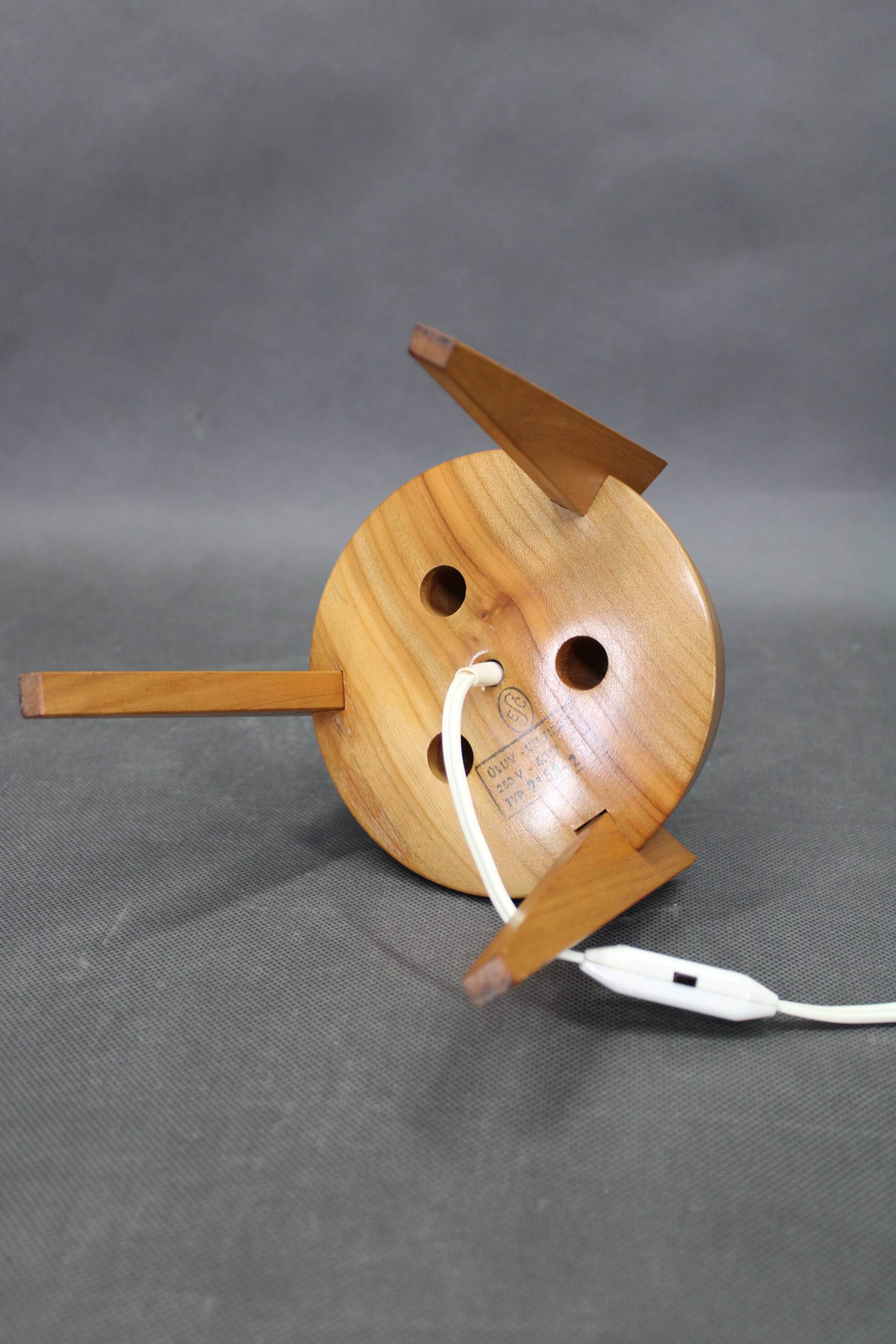 Mid-century czech uluv table lamp in maple wood and glass, 1960s