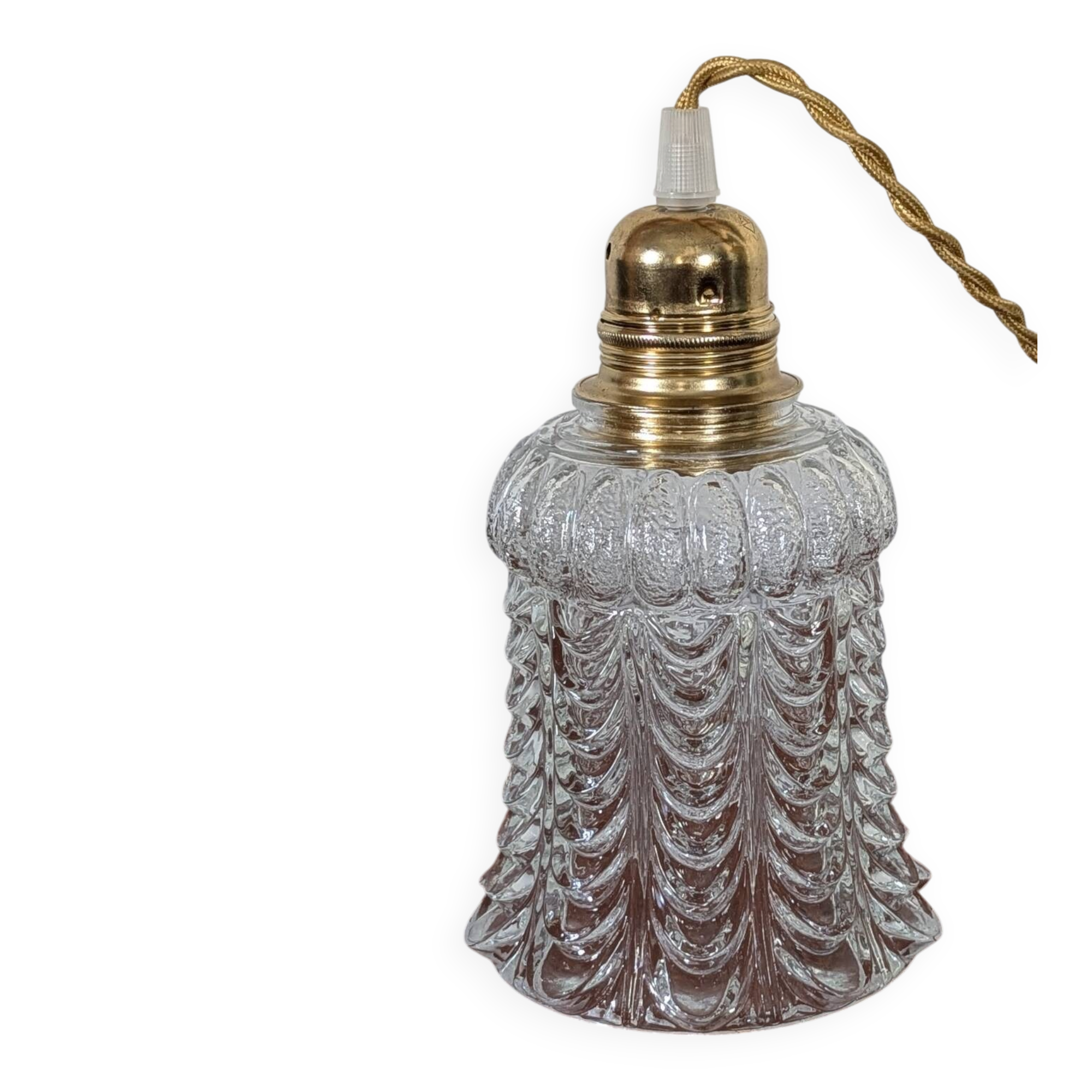 Transparent moulded glass suspension – corolla pattern